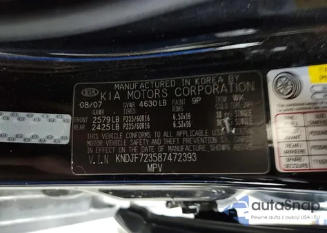 2008 Kia Sportage Ex z USA, uszkodzony, nr VIN KNDJF723587472393